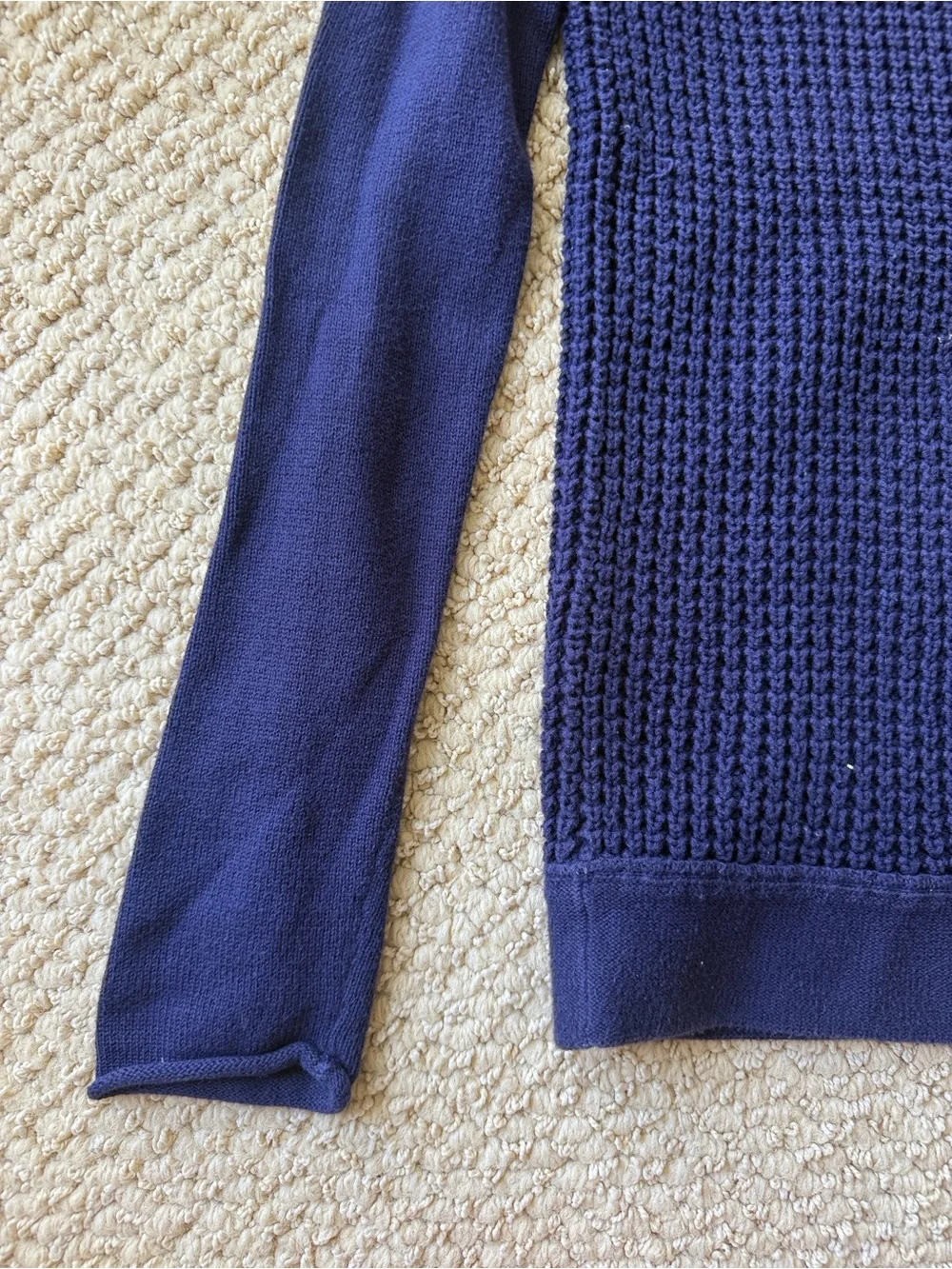 J. Crew Navy Textured Knit Raglan Sweater - Women's size XS